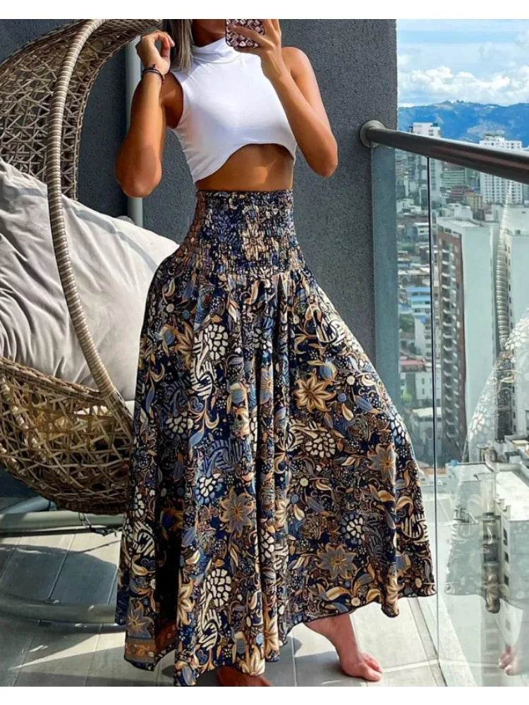 Women's Boho Floral Knee Skirt - P12 Hub Europe