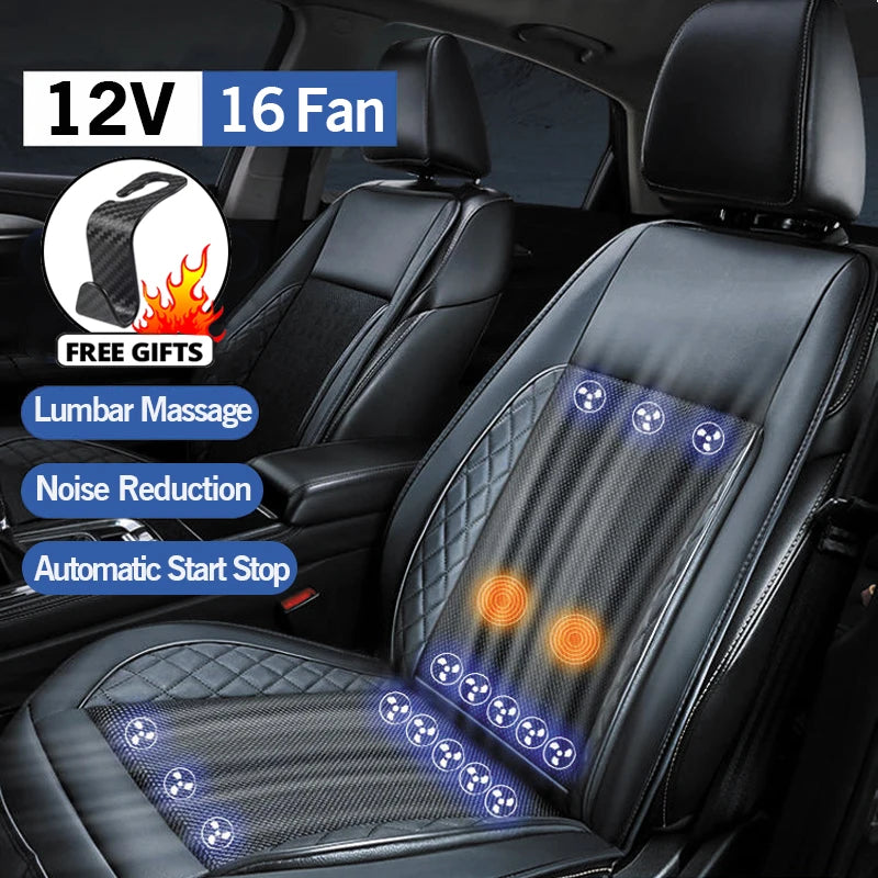DC 12V 3D Spacer Car Summer Cool Air Seat Cushion With Massage Fast Blowing Ventilation Seat Cooling Pat Refrigerated Seat