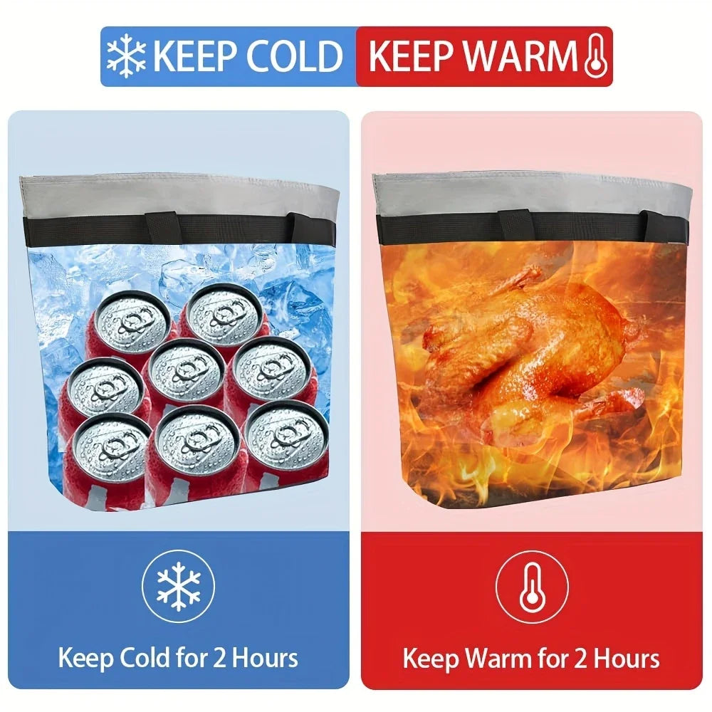 Insulated Cooler Bag Large Capacity Double-layer Aluminum Foil Thickened Ice Pack Camping Picnic Preservation Refrigerated Bag