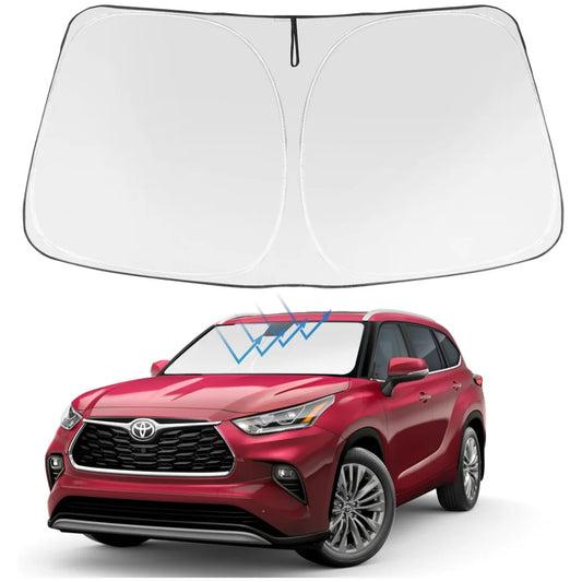 Upgraded Sunshade for 2020-2025 Toyota  Highlande Windshield UV Protection Fabric Metal Frame Full-Size Foldable Front Sun Shade