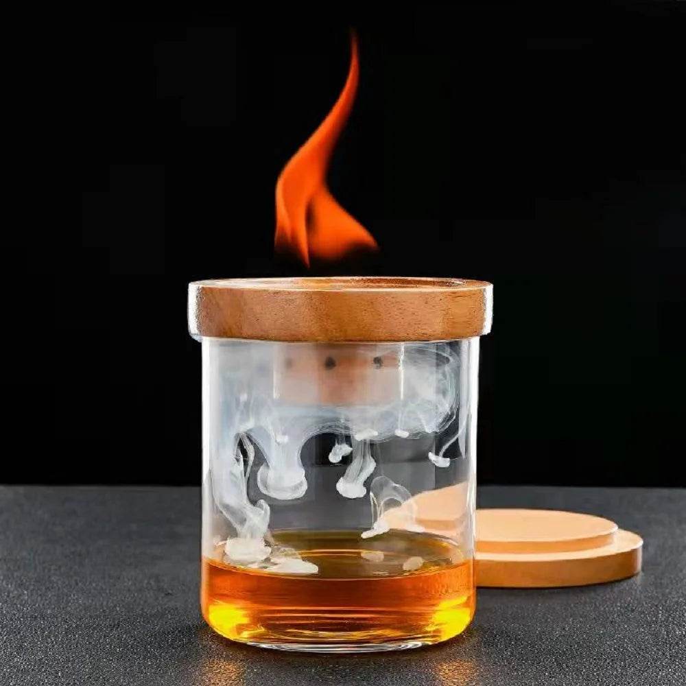 Cocktail Smoker Kit Whiskey Glass with Wooden Smoked Wood Hood Smoker For Drinks Kitchen Bar Accessories to Make Special Whiskey - P12 Hub Europe