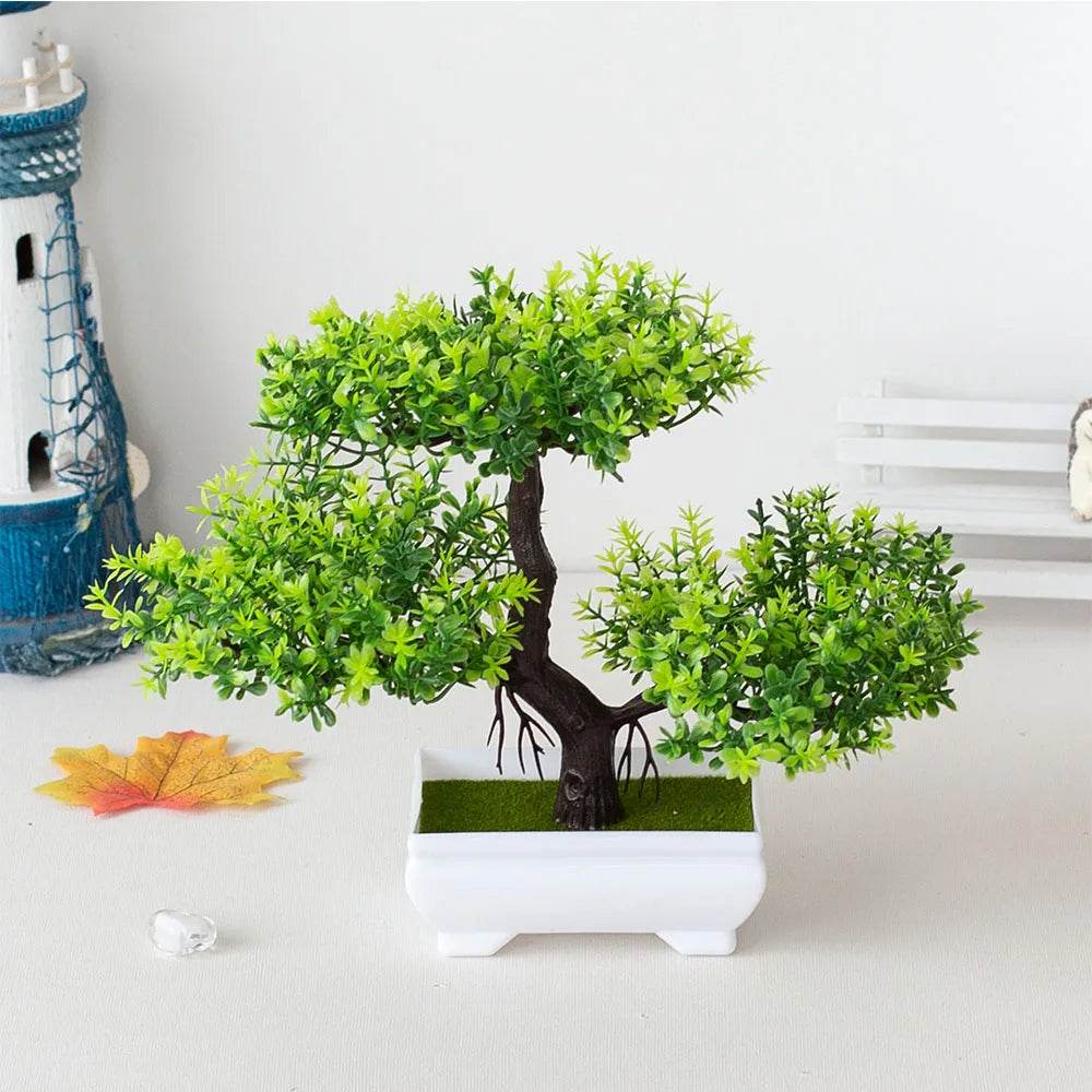 Artificial Plastic Plants Bonsai Small Tree Pot Potted Flower Garden Fake Plant Arrangement Ornaments Room Home Table Decoration - P12 Hub Europe