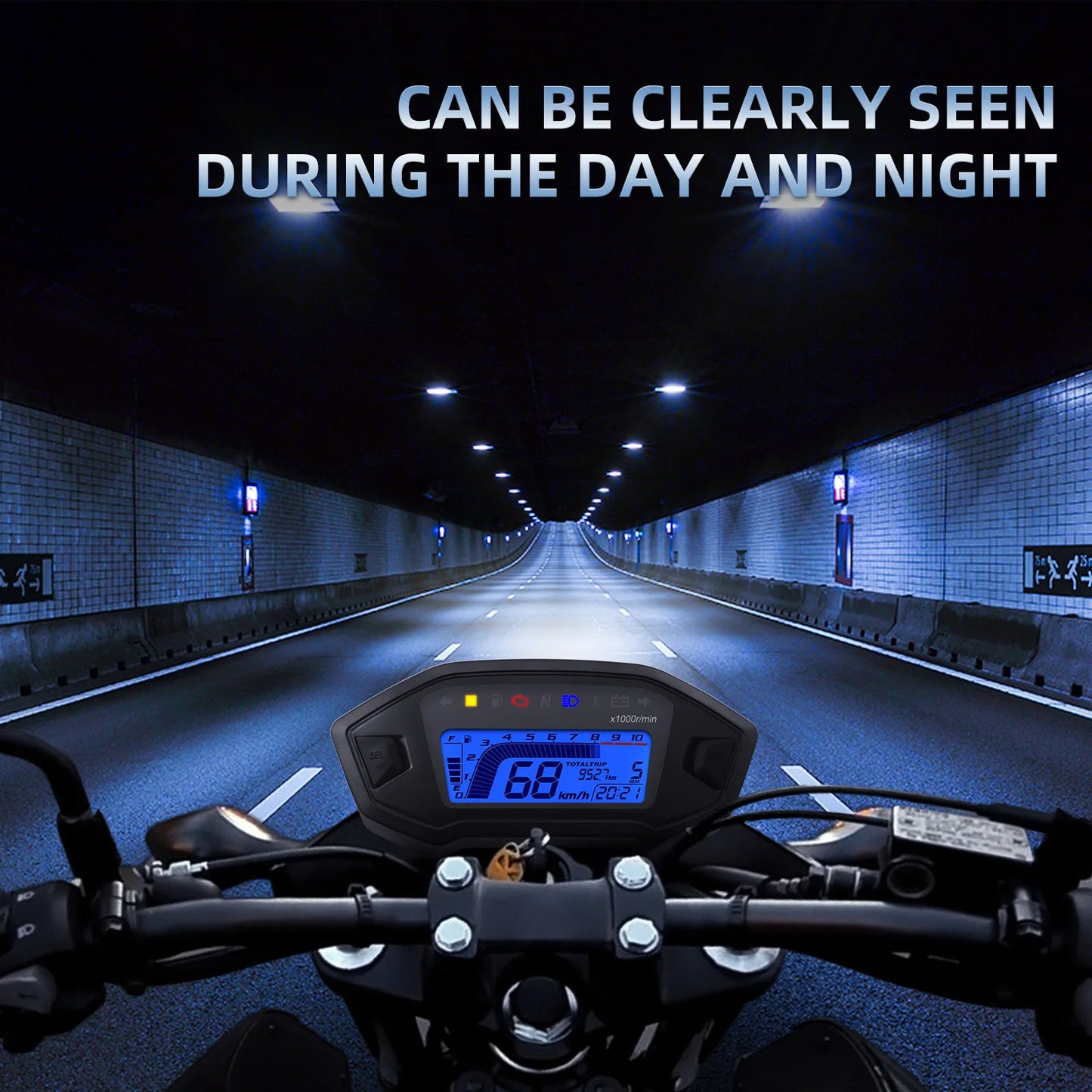 Newest Universal Motorcycle Speedometer 7 Colors Digital Meters Instrument LCD 13000rpm Tachometer Turn Signal Light Indicator