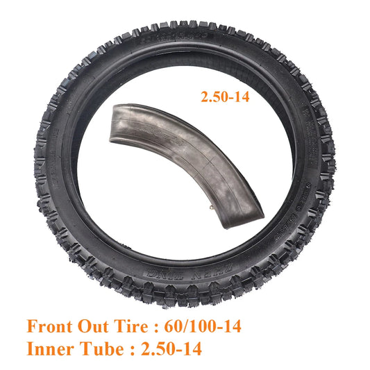 Off Road Tire 60/100-14 with Inner Tube 2.50-14 for Dirt Pit Bike Motocross Off Road Motorcycle 14 inch Front Wheel