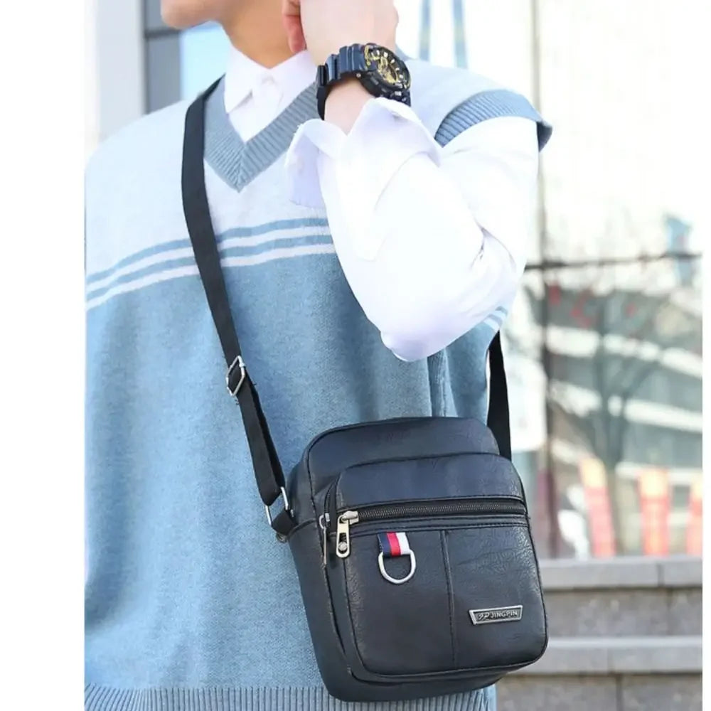 PU Leather Men's Bag Casual New Large Capacity Waterproof Handbag Brown Black Shoulder Messenger Bags Outdoor