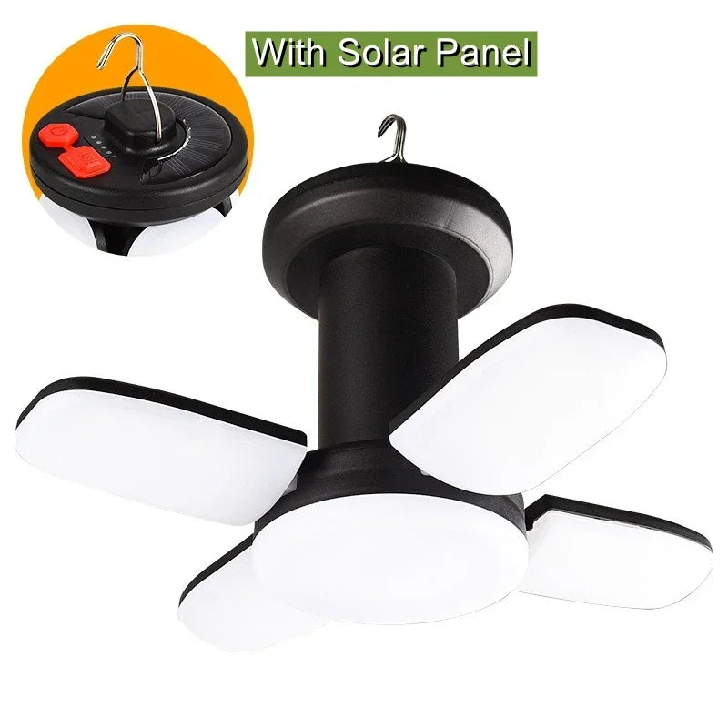 High Power Solar LED Camping Lantern Rechargeable 4500mAh 1000LM Emergency Power Bank Foldable 6 Light Modes for Camping Fishing