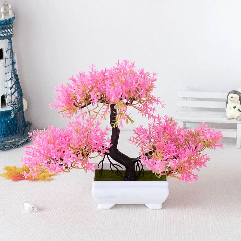 Artificial Plastic Plants Bonsai Small Tree Pot Potted Flower Garden Fake Plant Arrangement Ornaments Room Home Table Decoration - P12 Hub Europe