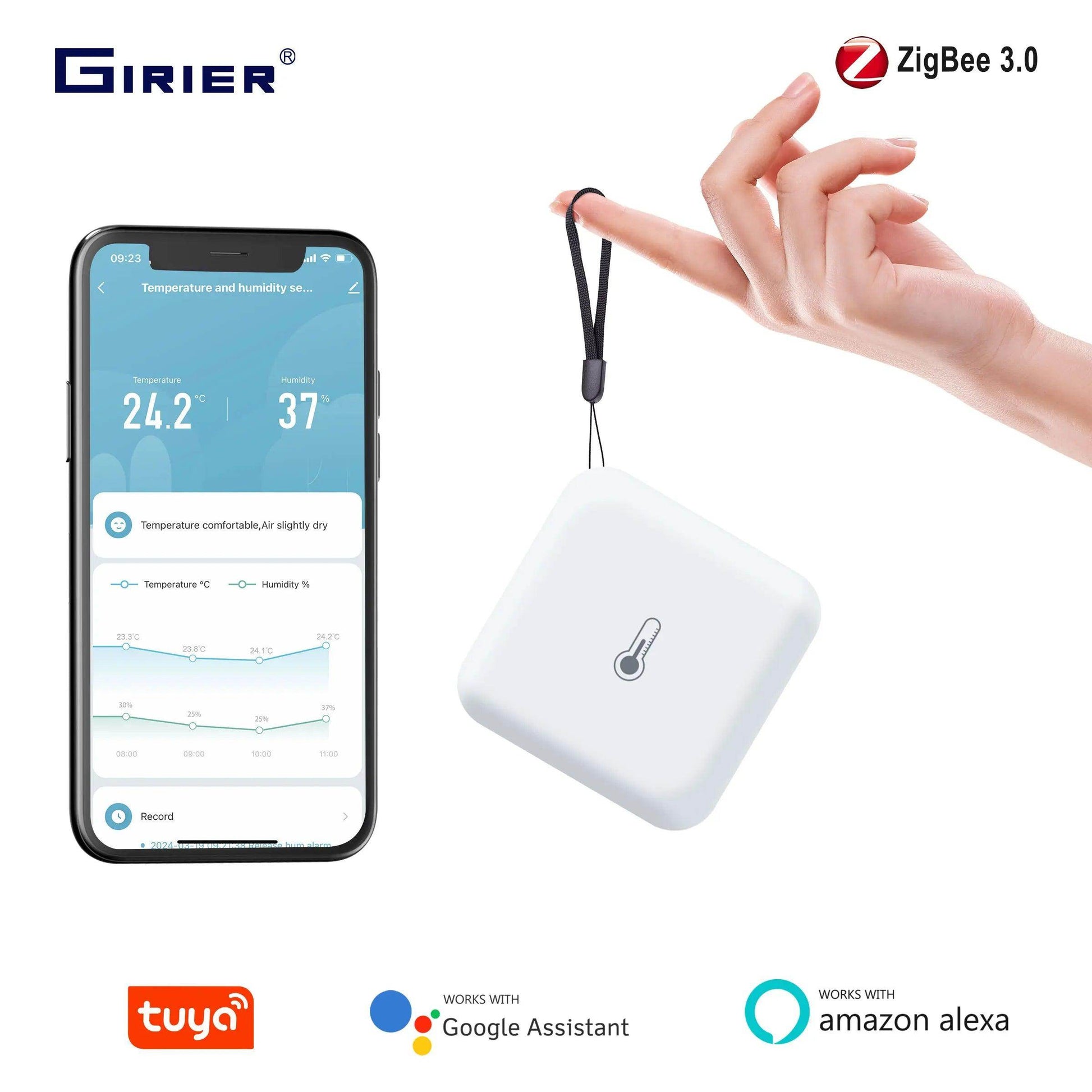 Portable Temperature Humidity Sensor Works with Alexa Smart Life - P12 Hub Europe