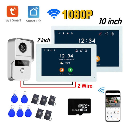 Intercom 2-Wire WiFi 1080P, 7/10" Touch, RFID, Motion, Night Vision - P12 Hub Europe
