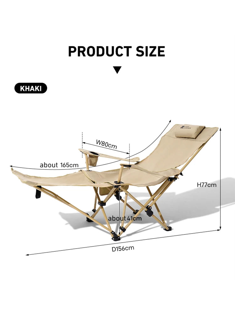 BRS 2-in-1 Reclining Camping Chair Lightweight Folding Camping Lounge Chair with Adjustable Backrest & Footrest for Beach