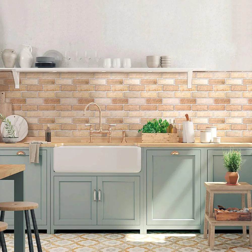 3D Wall Sticker Self-adhesive Faux Brick Wall Panel Peel and Stick Tile Backsplash for Kitchen Bedroom Waterproof Tile Sticker - P12 Hub Europe