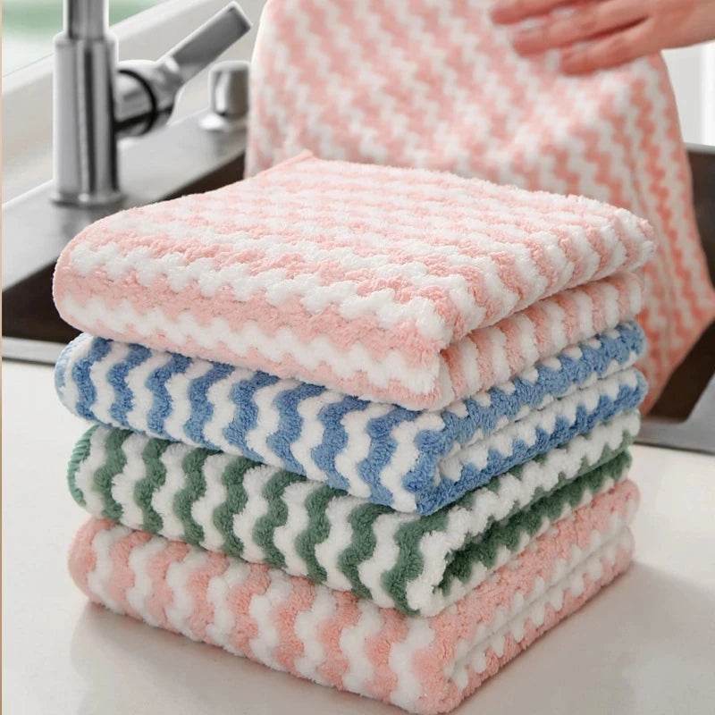 Coral Fleece Dishcloths Thickened Kitchen Cleaning Towel Absorbent Non-stick Oil Microfiber Rag Pan Pot Dish Wipe Cloth - P12 Hub Europe