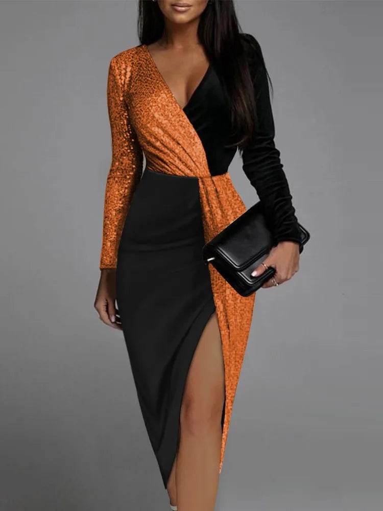 Sequin V-neck Party Dress - P12 Hub Europe