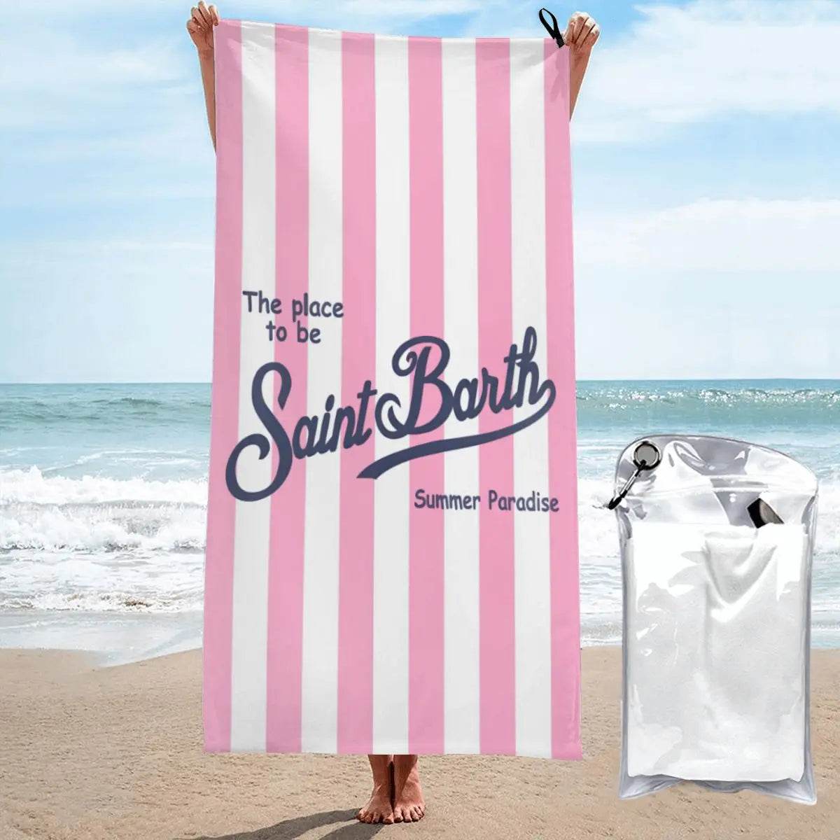 Microfiber Bath Towel S-Saint B-Barth Print Quick Dry Sandless Beach Blanket Soft Comfortable for Men Women Camping Pool Towel - P12 Hub Europe