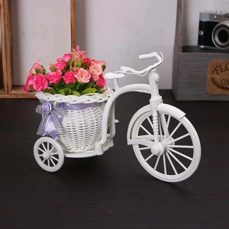 1Pc Tricycle Shaped Flower Basket Wedding Party Ceremony Decoration Bike Flower Storage Container Blue - P12 Hub Europe