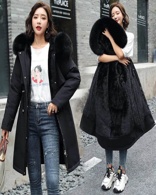 Warm Fur Collar Long Parka - P12 Hub Europe