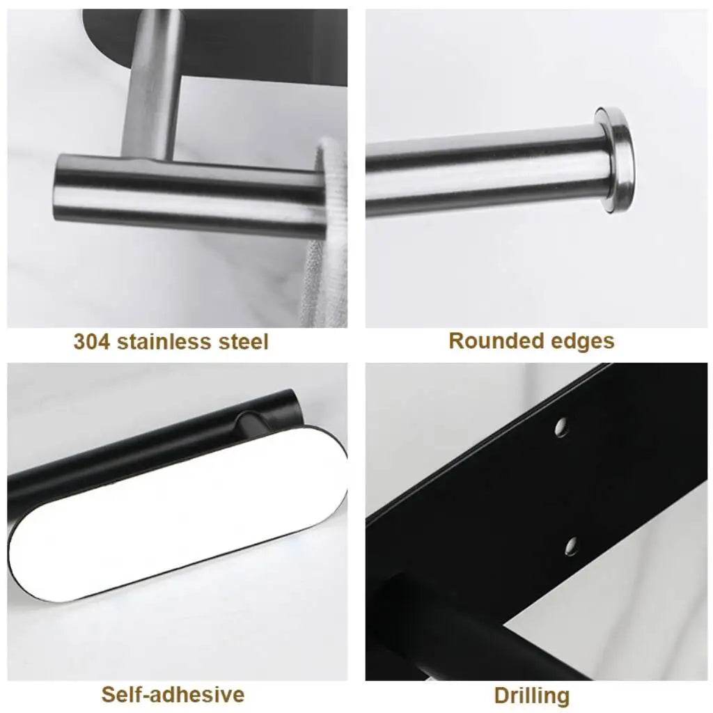 Stainless Steel Paper Towel Holder for Bathroom Kitchen No Punch Wall Mount Tissue Towel Roll Self Adhesive Toilet Storage Rack - P12 Hub Europe