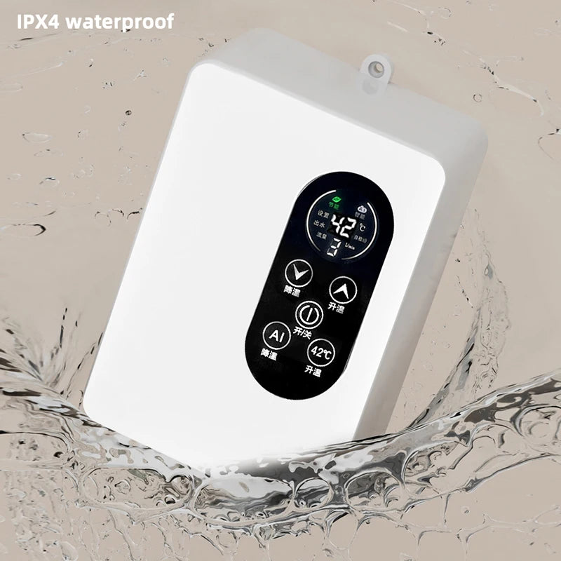 5500W Instant Water Heater 220V Smart Wall Mounted Electric Shower Tankless Instant Water Heater Thermostat for Bathroom Kitchen