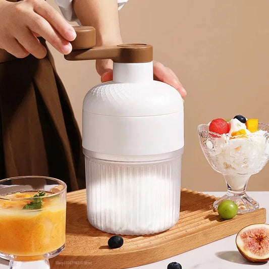 Household Small Size Hand-Operated Making Smoothie Machine with Ice Cube Mold Kitchen Hand Shaved Ice Breaker Ice Crusher