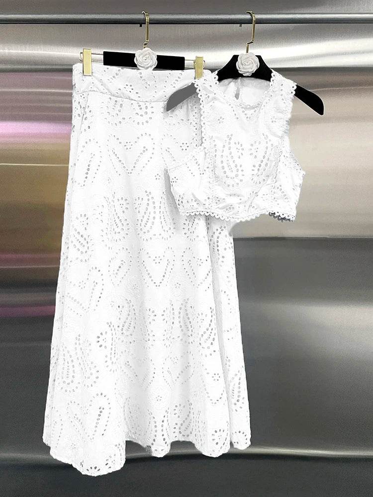 Embroidery Hollow Skirt Set - P12 Hub Europe