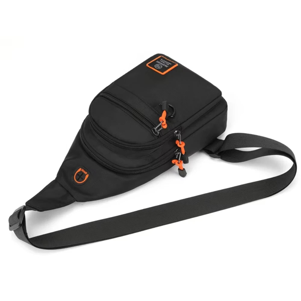 Casual men's crossbody bag Oxford cloth waterproof material sports fitness chest bag cell phone change documents storage bags