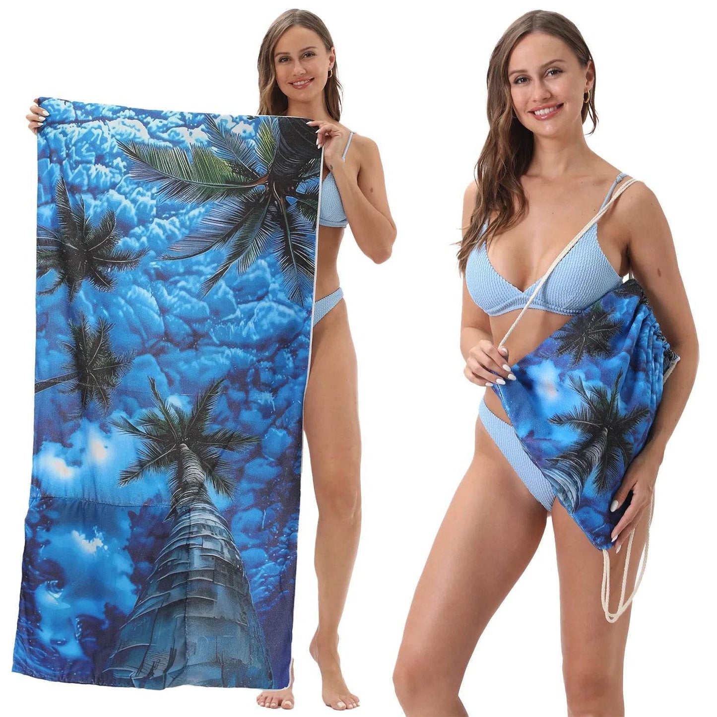 2-in-1 Foldable Beach Towel Sports Cooling Travel Towel Quick Drying Large Absorbent Bath Beach Jewelry for Picnic Sunbath Surf - P12 Hub Europe