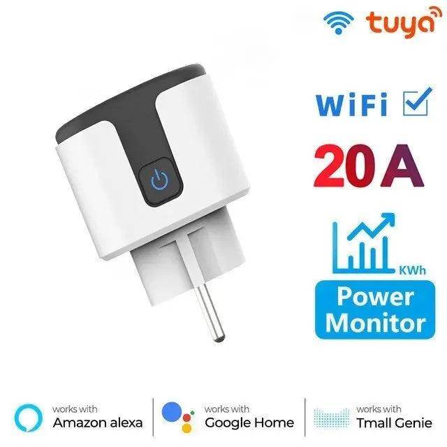 Smart Plug EU WiFi 20A | Tuya App, Power Monitor, Alexa, Google - P12 Hub Europe