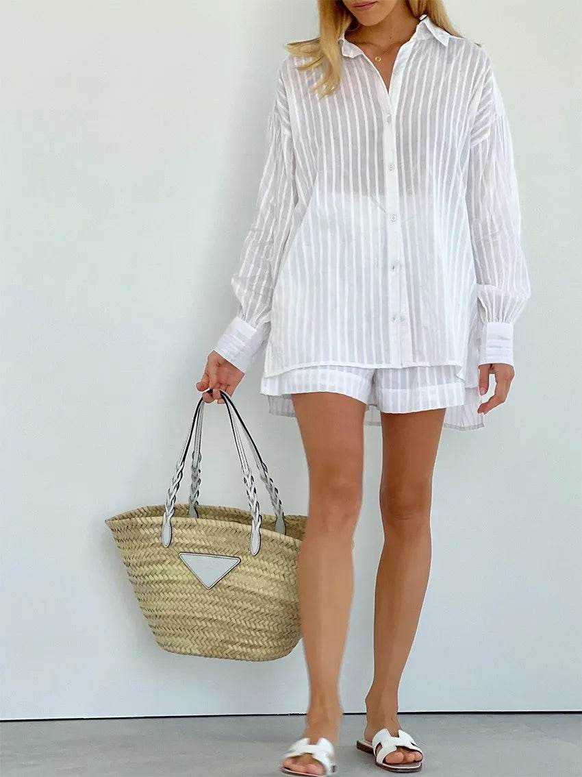 Stripe Cotton Shorts Set - P12 Hub Europe