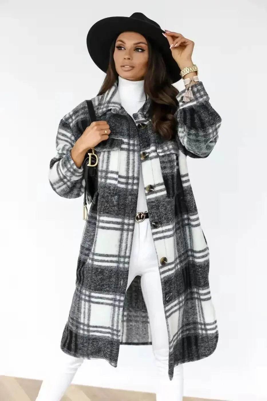 Plaid Wool Blend Shirt Coat - P12 Hub Europe