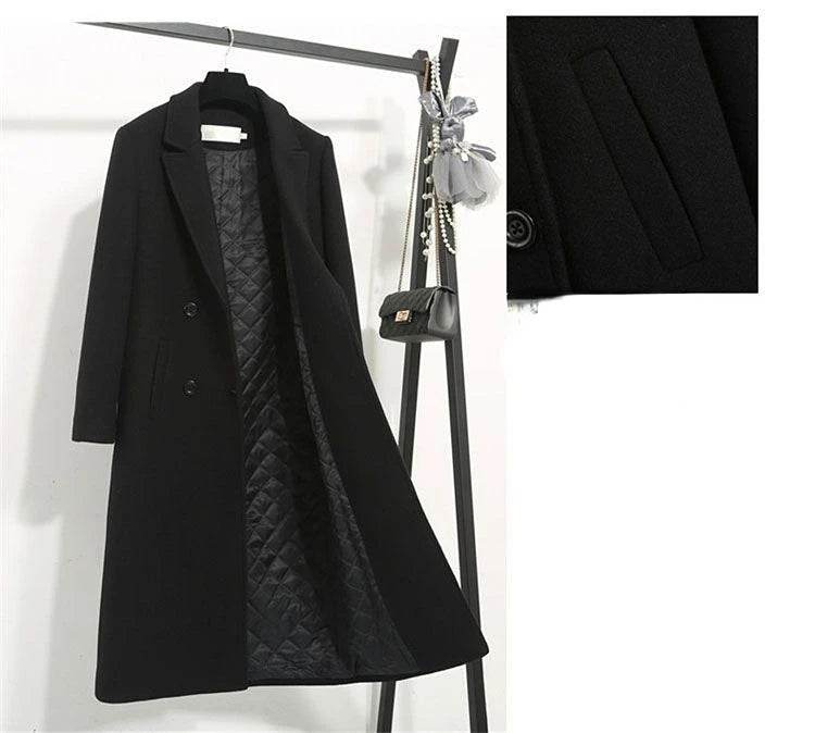 Black X-Long Office Wool Coat - P12 Hub Europe