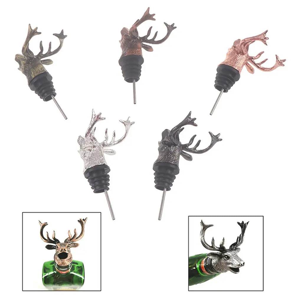 Deer Head Wine Pourer Bottle Stoppers Zinc Alloy Bar Tools Wedding Party Drinks Wine Aerators Kitchen Tool Accessories - P12 Hub Europe