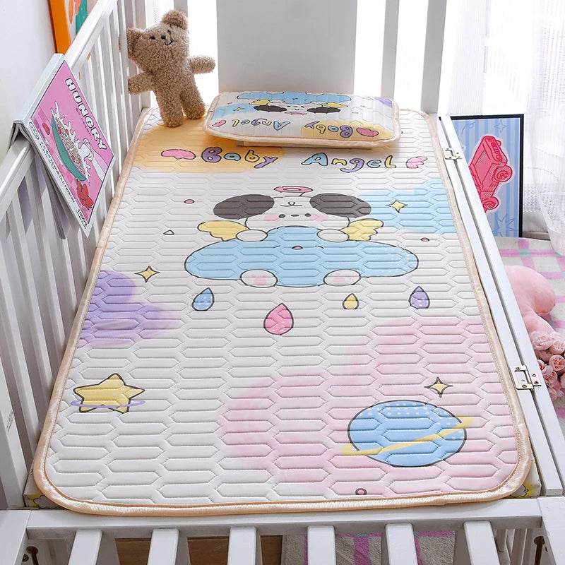 Baby Bed Mat Kit, Viscose Latex Fiber,Kids Sleeping Sheet,Cartoon Bed Cover,Boys Girls,Cooling Summer Home Bedding 60*120cm 2pcs - P12 Hub Europe