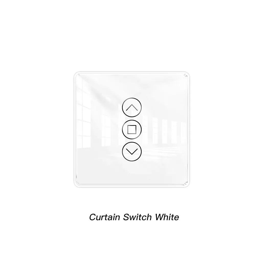 Moes Tuya WiFi RF433 2.5D Arc Curtain Switch Glass Touch Panel for Roller Blinds Shutters Switch Smart APP Wireless Remote Alexa