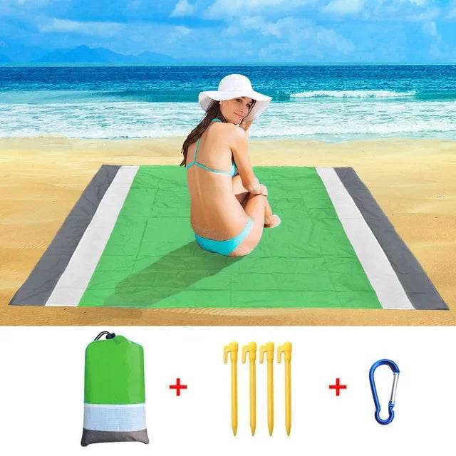 2x2.1m Waterproof Pocket Beach Mat Blanket Folding Camping Mattress Portable Lightweight Mat Outdoor Picnic Mat Sand Beach Towel - P12 Hub Europe