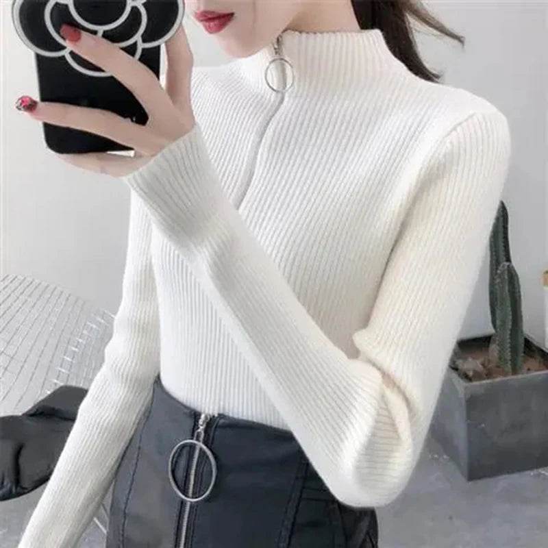 Women's Zipper Half-Neck Sweater - P12 Hub Europe