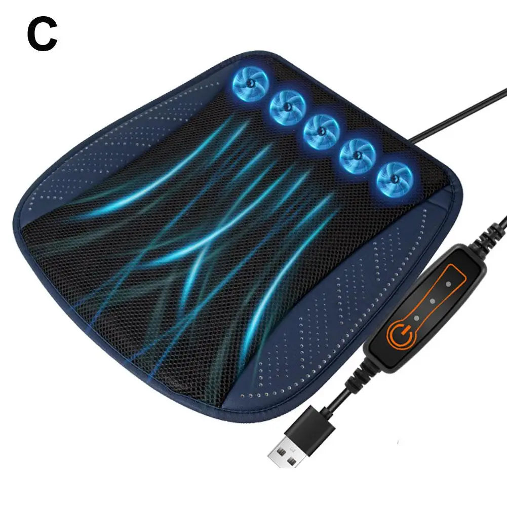 Universal Car Seat Summer Cool Air Seat Cushion With USB Fan Fast Blowing Ventilation Seat Cooling Refrigerated Car Seat