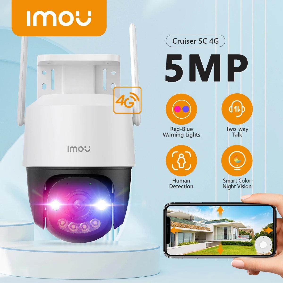 Outdoor PTZ Camera 5MP 4G Red-Blue Light, AI Detect - P12 Hub Europe