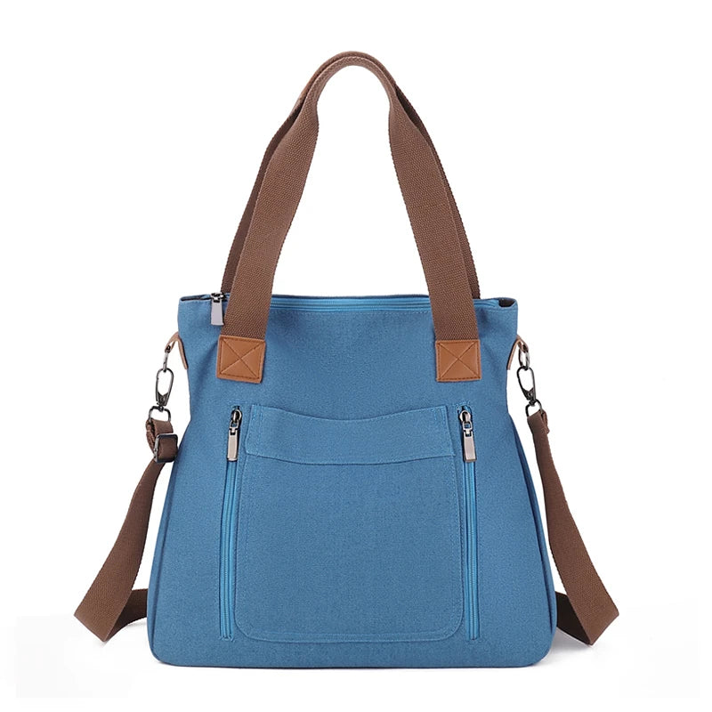 Cross-border large-capacity canvas women's bag, casual cross-body bag, Korean-style fashionable tote bag, simple handbag, new st