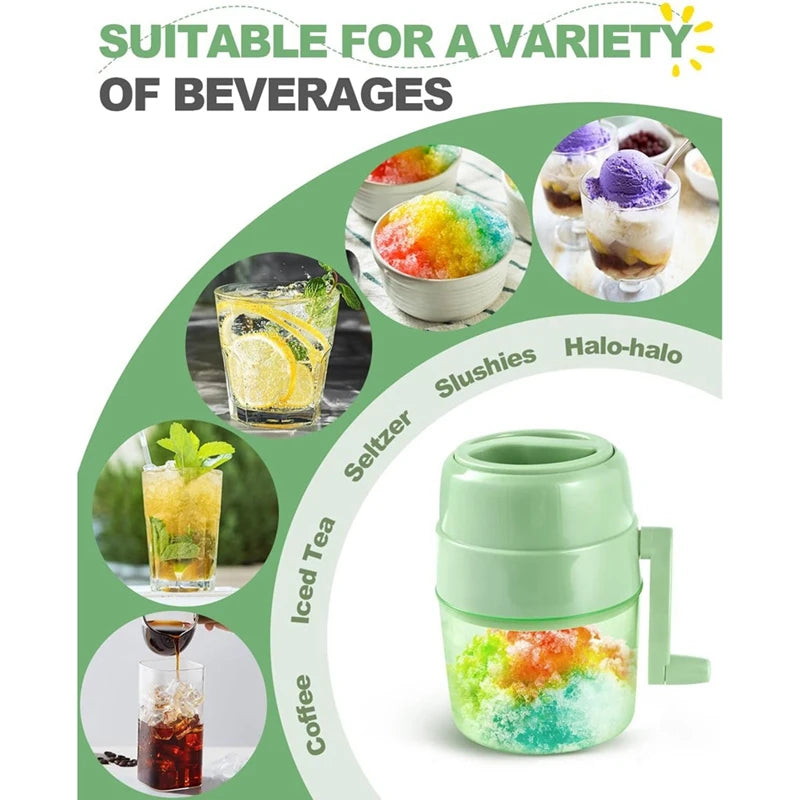 Snow Cone Machine Shaved Ice Machine Manual Ice Shaver Machine Double Stainless Steel Blade Ice Crusher