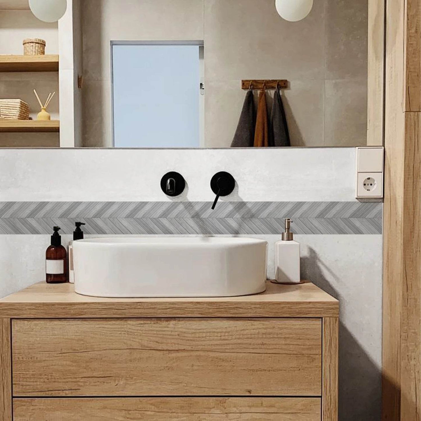 41 Styles Baseboard Stickers Waterproof Peel & Stick Waistline Wall Sticker Floor Border Sticker For Kitchen Bathroom 10x200cm - P12 Hub Europe