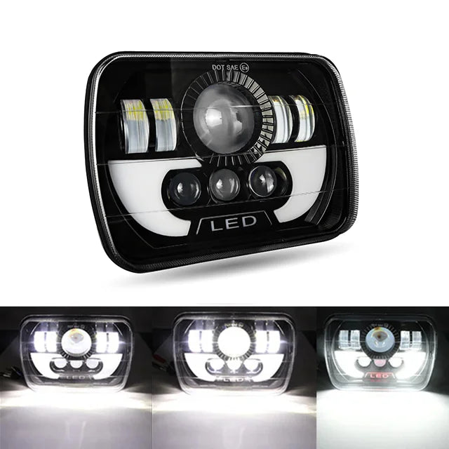 7x6'' 5X7 Inch Square Led Headlight Hi-Lo Beam Halo For Jeep Wrangler Motorcycle Car Off-road Truck