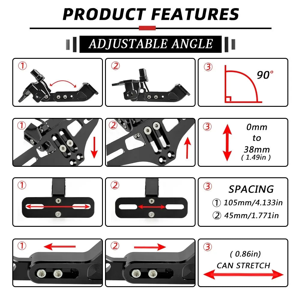 For Kawasaki Z900 Z 900 ABS 2017-2023 2022 2021 2020 2019 License Plate Holder Number Plate Frame LED Light Bracket  turn signal