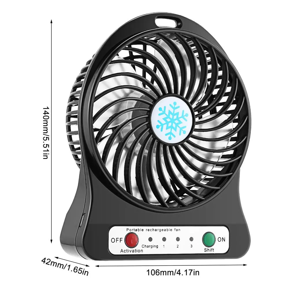 Mini small fan outdoor portable USB charging LED light fan summer outdoor camping cooling handheld fan outdoor supplies