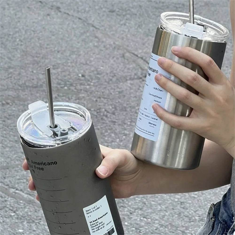 600ml Stainless Steel Thermos with Straw - P12 Hub Europe