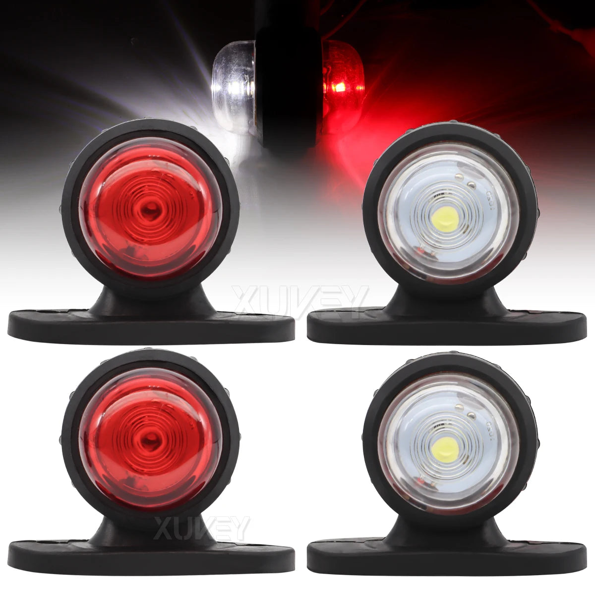4PCS Red & White LED Side Marker Lights Clearance Lights Parking Lights Position lamp Truck Trailer Caravan Boat 12V 24V Outline