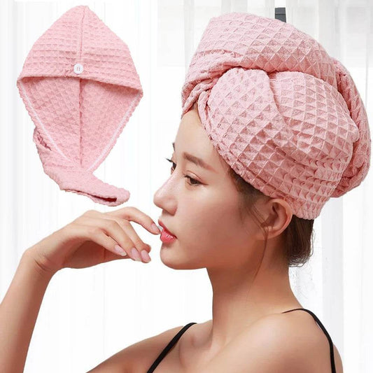 Waffle Drying Hair Towel for All Hair Style Microfiber Super Absorbent Quick Drying Hair Turban Reduce Frizz And Hair Damage - P12 Hub Europe
