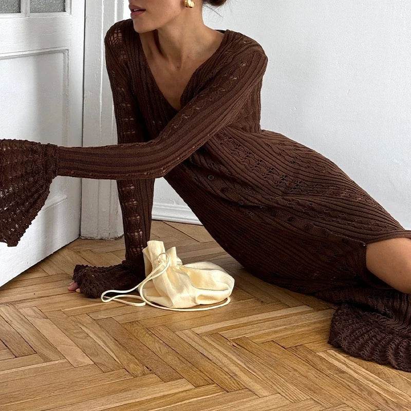 See-Through Knit Cardigan Dress - P12 Hub Europe