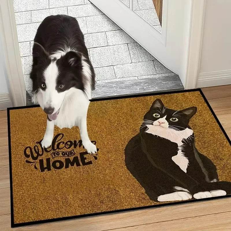 VIKAMA Upgraded Material Black Cartoon Cat Moving Thickened Doormat Living Room Bedroom Kitchen Bathroom Carpet Home Decor - P12 Hub Europe