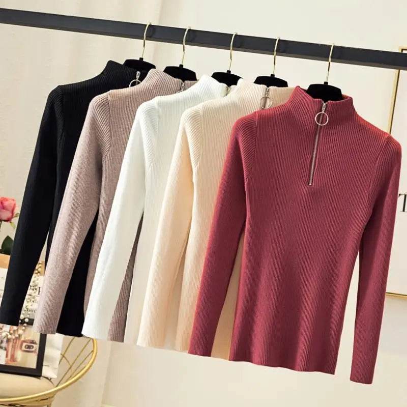 Women's Zipper Half-Neck Sweater - P12 Hub Europe
