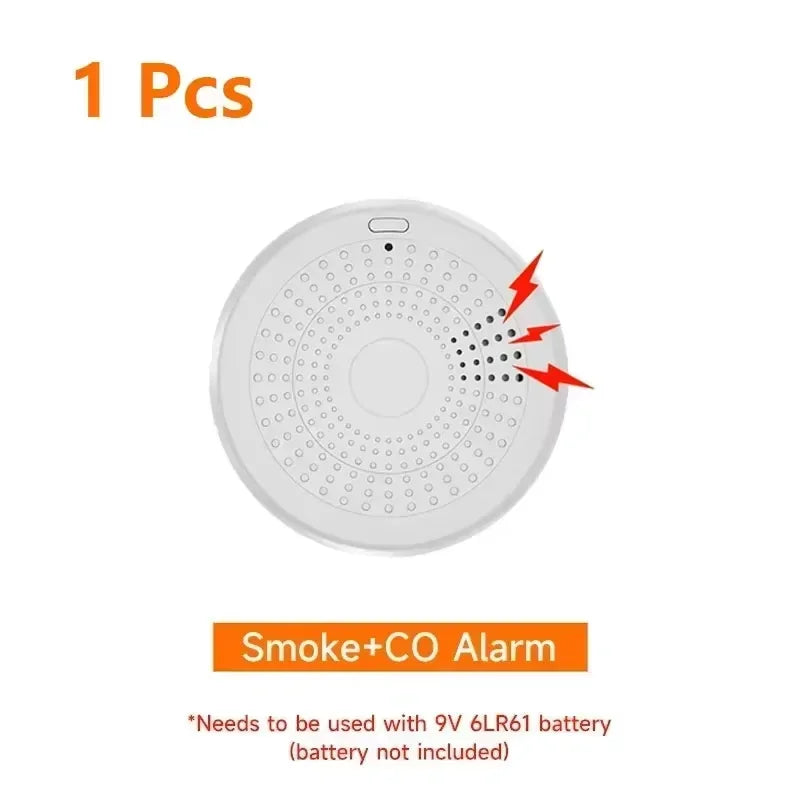 Tuya WiFi 2 In 1 Version Carbon Monoxide Gas Detector Smoke Fire Sound Alarm Sensor Smart CO & Smoke Detector Smart Life APP